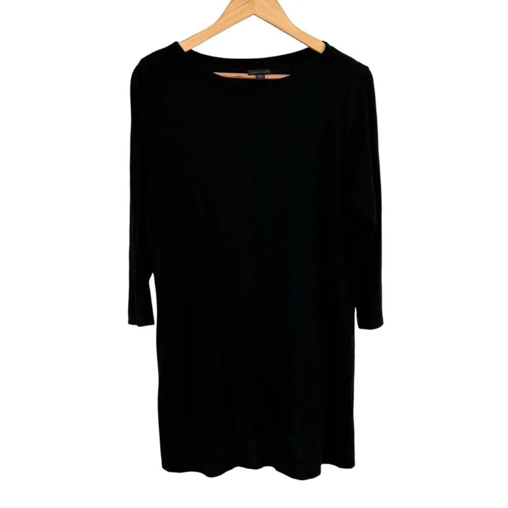 J. Jill black tunic top with decorative plaid ribbing size medium